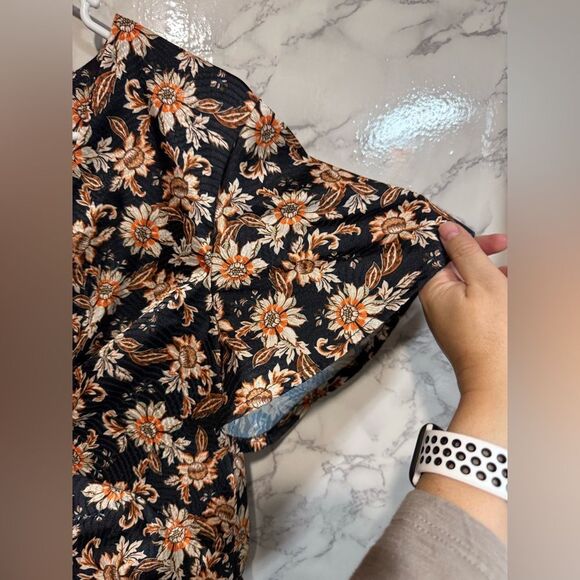 NEW ACLER Size 10 Tippet Midi Dress Flutter Sleeve Half Lined Floral Satin - Picture 8 of 16